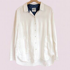 NWOT JACHS Girlfriend Shacket White on White Plaid Brushed Cotton Size L